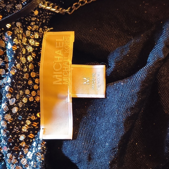 MICHAEL by MICHAEL KORS Long Sleeve Silver & Black Sequin Dress Size Medium - Picture 6 of 7